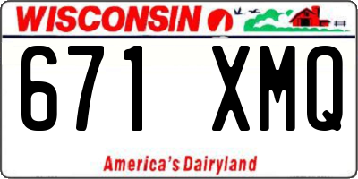 WI license plate 671XMQ