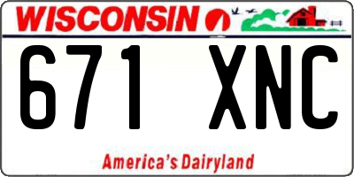 WI license plate 671XNC