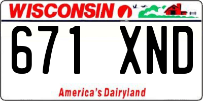 WI license plate 671XND