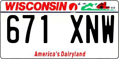 WI license plate 671XNW