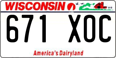 WI license plate 671XOC