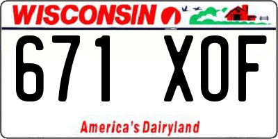 WI license plate 671XOF