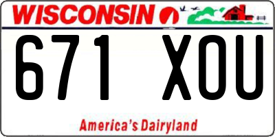 WI license plate 671XOU