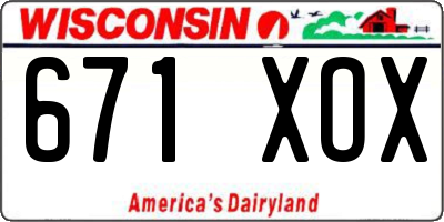 WI license plate 671XOX