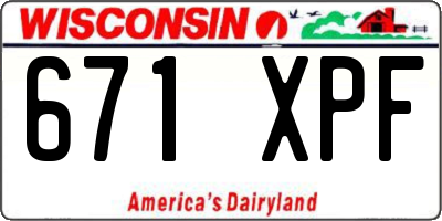 WI license plate 671XPF
