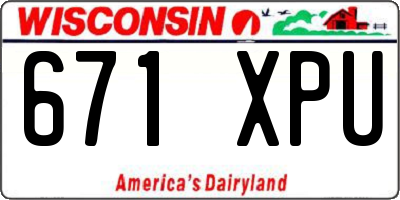 WI license plate 671XPU