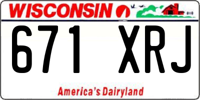 WI license plate 671XRJ