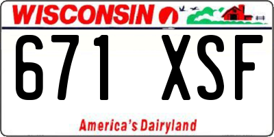 WI license plate 671XSF