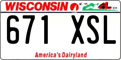 WI license plate 671XSL