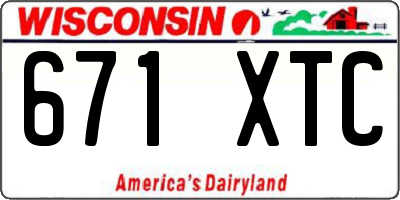 WI license plate 671XTC
