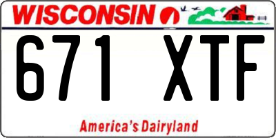 WI license plate 671XTF