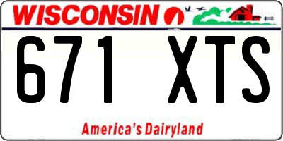 WI license plate 671XTS