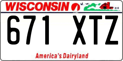 WI license plate 671XTZ