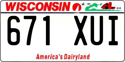 WI license plate 671XUI