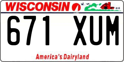 WI license plate 671XUM