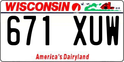 WI license plate 671XUW