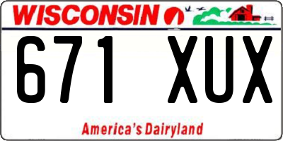 WI license plate 671XUX