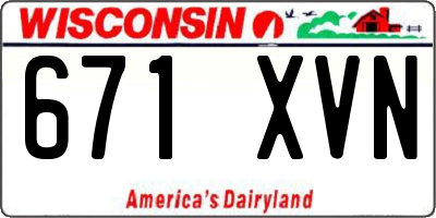 WI license plate 671XVN