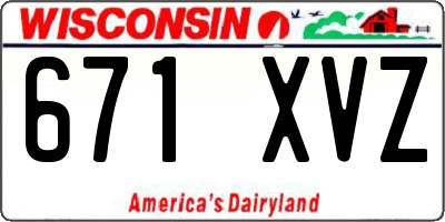 WI license plate 671XVZ