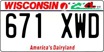 WI license plate 671XWD