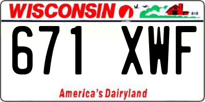WI license plate 671XWF