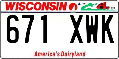 WI license plate 671XWK