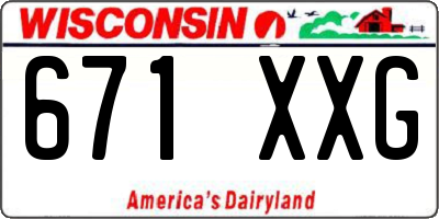 WI license plate 671XXG