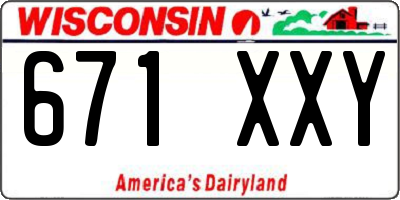 WI license plate 671XXY