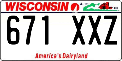 WI license plate 671XXZ