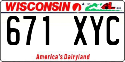 WI license plate 671XYC