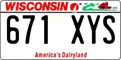 WI license plate 671XYS