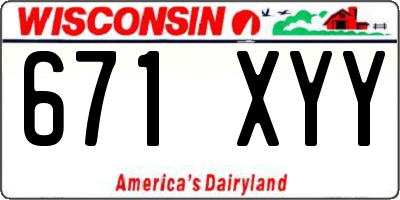 WI license plate 671XYY
