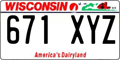 WI license plate 671XYZ