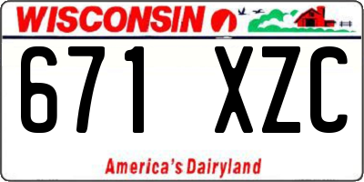 WI license plate 671XZC