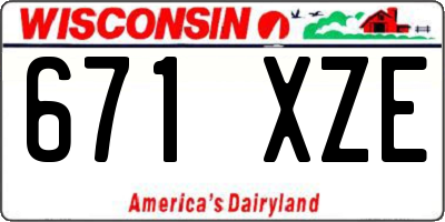 WI license plate 671XZE