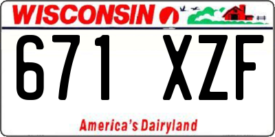 WI license plate 671XZF