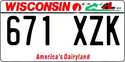 WI license plate 671XZK