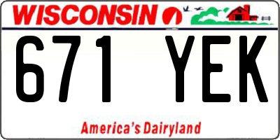 WI license plate 671YEK