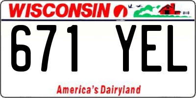 WI license plate 671YEL