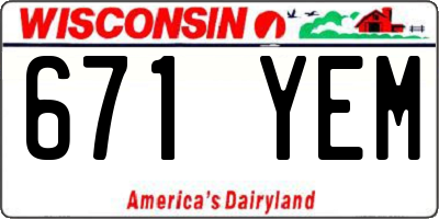 WI license plate 671YEM