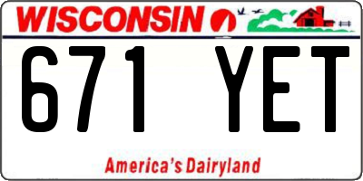 WI license plate 671YET