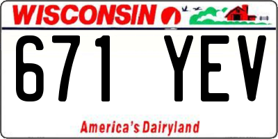 WI license plate 671YEV