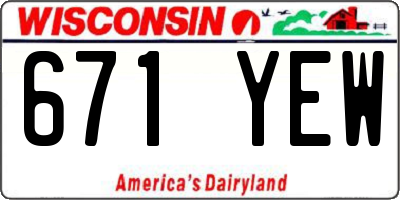 WI license plate 671YEW