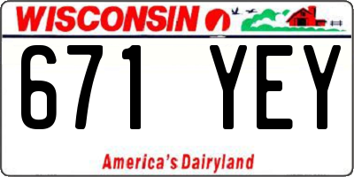 WI license plate 671YEY