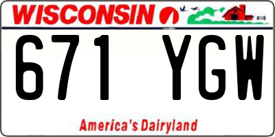 WI license plate 671YGW