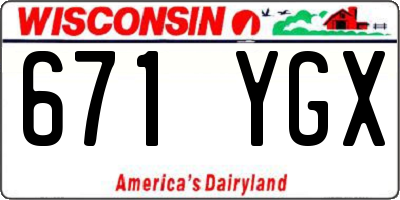 WI license plate 671YGX