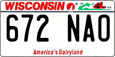 WI license plate 672NAO