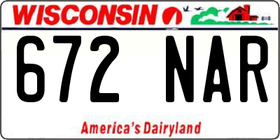 WI license plate 672NAR