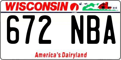 WI license plate 672NBA