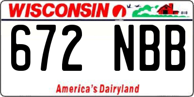 WI license plate 672NBB